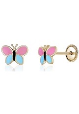 little delightful gold enamel butterfly baby screw-back earrings